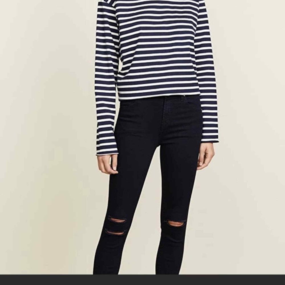 NWT J Brand Alana High Rise Skinny Cropped Black Raw Edge Offbeat Women 28 NEW